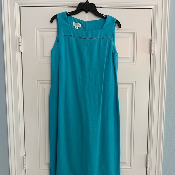 Talbots Linen Turquoise Dress Sz 10 - Picture 1 of 5